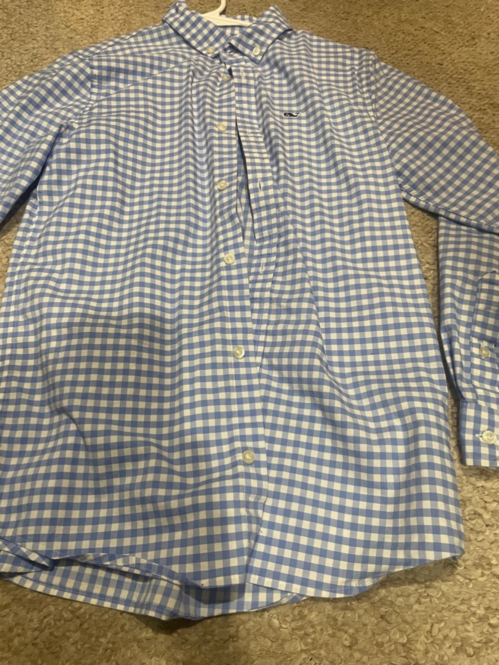 Boy’s Light Blue Gingham Button-Down Shirt